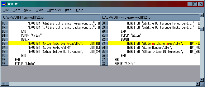 WDiff32 Screenshot